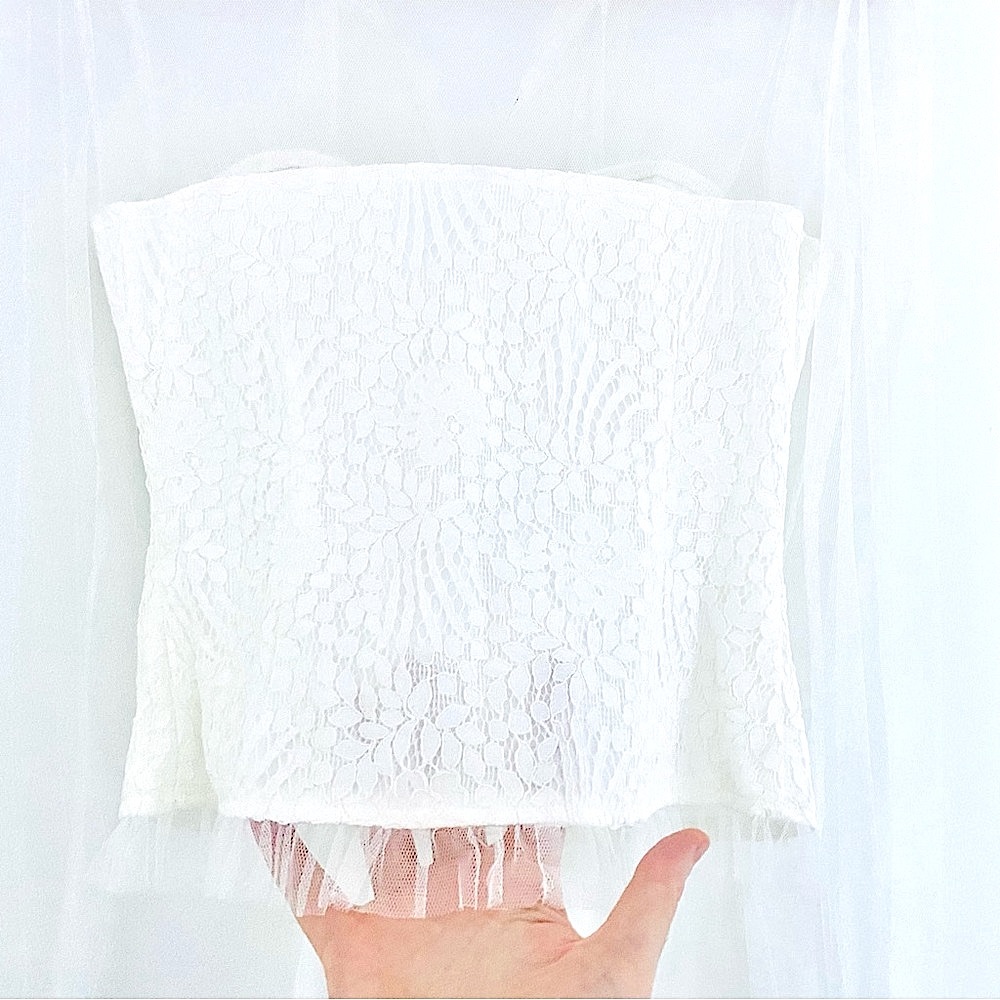 💕Beautiful White Lace Sheer Long Sleeve Top SZ S - Picture 10 of 14
